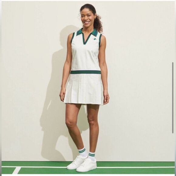 Prince Dresses & Skirts - Prince Preppy Pleated Collared VNeck Pickleball Dress White Navy Size XL NWT